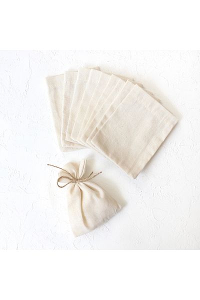 Bimotif Plain Cream Raw Cloth Fabric Pouch, 9X12 cm 25 Pcs