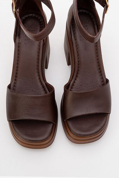 LuviShoes Margot Brown Genuine Leather Women's Platform Heeled Sandals