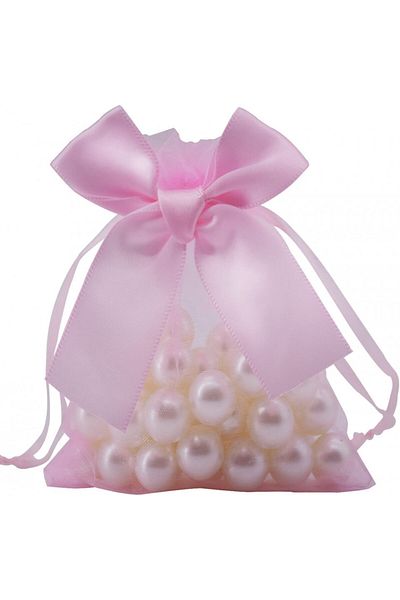 Creahaus Set of 20 Creahaus pearl gift bags, textile/plastic, pink, 7 x 9 cm