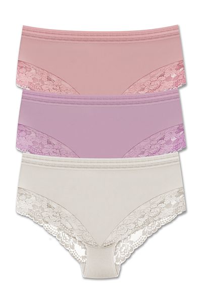 ZENA UNDERWEAR 3-Piece Tulle and Lace Detailed Elastic High Waist Large Size Women's Panties
