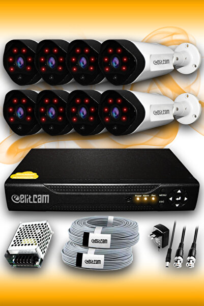 Elitcam 8 Kameralı Uzay 8 Dış Kamera Set Hdd'siz Full Hd Gece Görüşlü Güvenli...