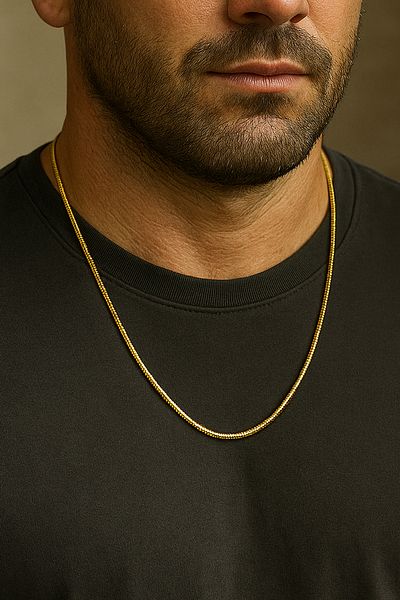 Santalio Round Snake Italian Chain Stainless Steel Necklace Gold Color - 3 mm