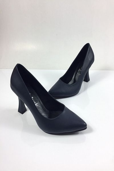 Tabak Deri Genuine Leather Goblet Heel Comfortable Fit and Stylish Heeled Shoes - Navy Blue