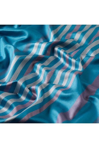 ipekevi Turquoise Thin Meridian Striped Silk Shawl