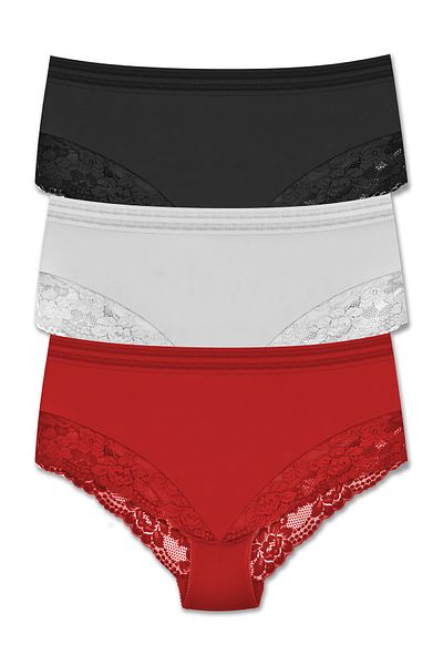 ZENA UNDERWEAR 3-Piece Tulle and Lace Detailed Elastic High Waist Large Size Women's Panties
