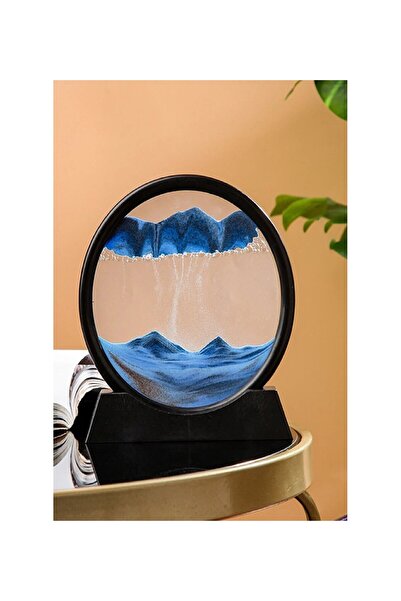 plentiful Hareketli 3D Kum Saati 30cm Büyük Boy Mavi Yuvarlak 12inch Cam Deko...