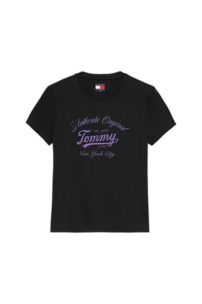 Tommy Hilfiger Γυναικείο μπλουζάκι με λογότυπο της πόλης της Νέας Υόρκης - Μαύρο