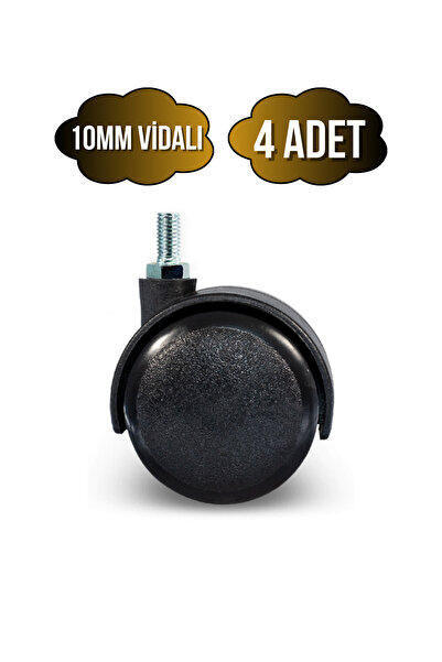 DSYapıAksesuar Vidalı Masa Tekeri Sandalye ve Koltuk Tekeri(10MM)(50MM)(SİYAH...