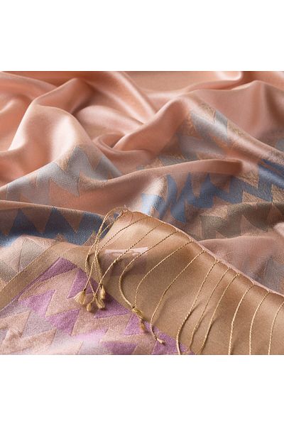 ipekevi Powder Zig Zag Patterned Silk Shawl