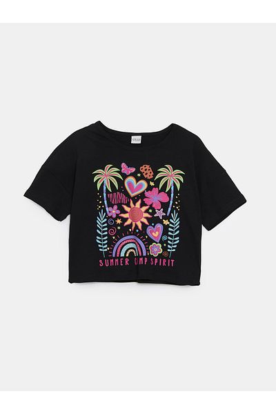 LC Waikiki Tricou Crop pentru fetiță cu gât crew