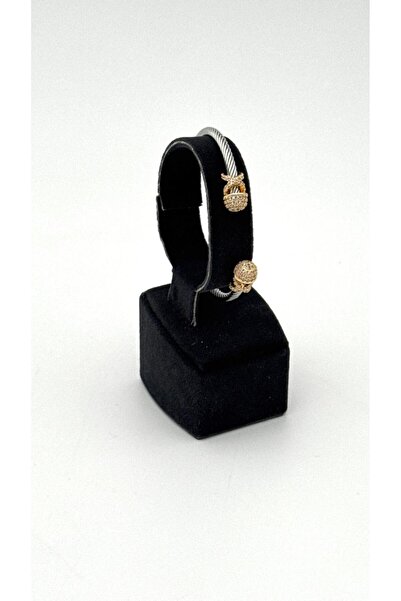 ELİOSA سوار من الفولاذ المقاوم للصدأ بتفاصيل حجرية بلونين منفصلين