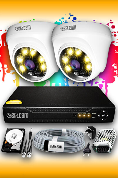 Elitcam 2 Kameralı Dome 2 Iç Kamera Set 2 Tb Hdd Full Hd Renkli Gece Görüşlü ...