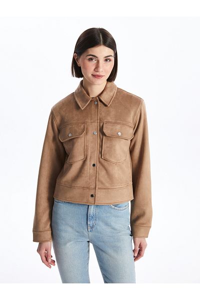 LC Waikiki Shirt Collar Women's Suede Coat