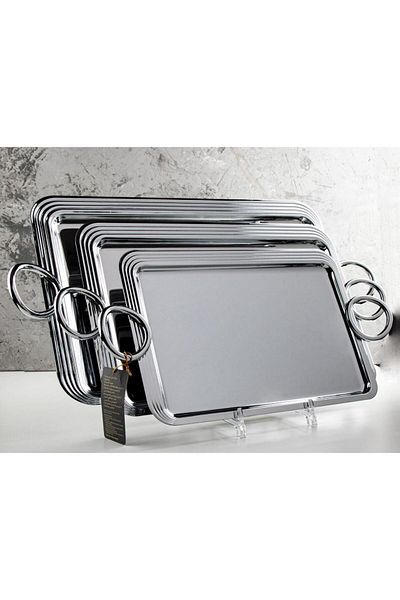 TOHFAT-AL MAIDAH Luxury 3-piece steel serving tray set