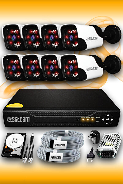 Elitcam 8 Kameralı Panda 8 Dış Kamera Set 500 Gb Hdd Full Hd Gece Görüşlü Güv...
