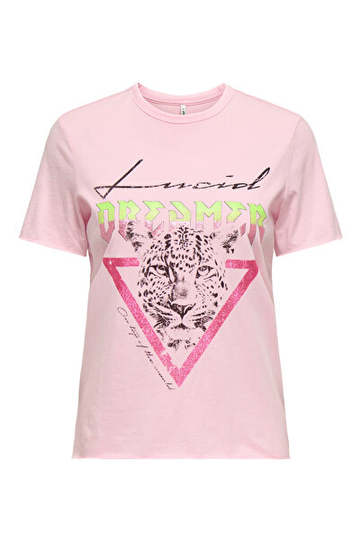 ONLY Tricou roz pentru femei ONLY-15307412 ROSEATE SPOONBILL ELECTRIC DREAMER