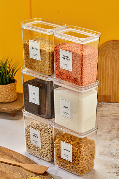 MODA OZY 6-Piece Vacuum Lid Pulses Set Storage Container with Pulses Label Food Jar Mica 2200ml