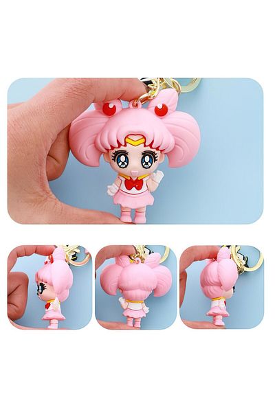 FG KONNİCHİWA سلسلة مفاتيح وحقيبة إكسسوار لشخصية الرسوم المتحركة Sailor Moon Moon Warrior