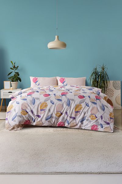 Doqu Home Σετ Παπλωματοθήκη Easy Cotton Tulips Διπλό