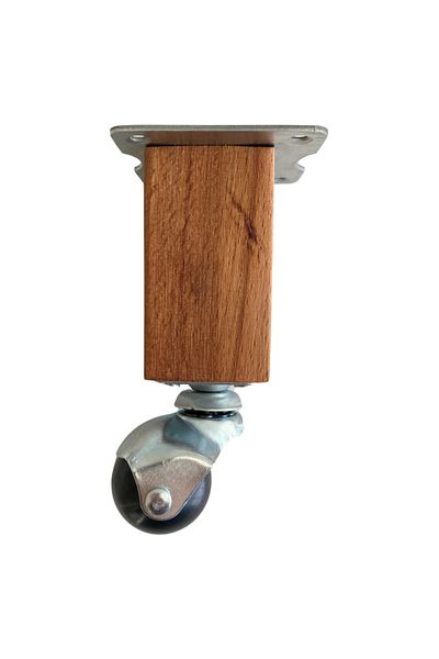 GOLDENWOODEN Kale Wooden Ball Wheel Leg Furniture Table Cabinet Wheel Leg (Without Brake)(12cm)(Beech Tree)(1 Pc)