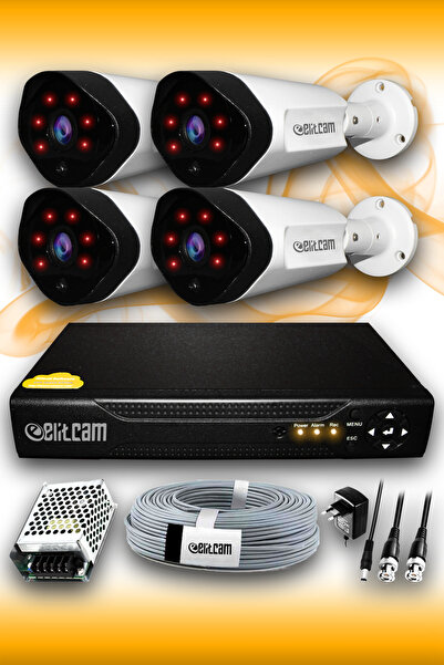 Elitcam 4 Kameralı Uzay 4 Dış Kamera Set Hdd'siz Full Hd Gece Görüşlü Güvenli...
