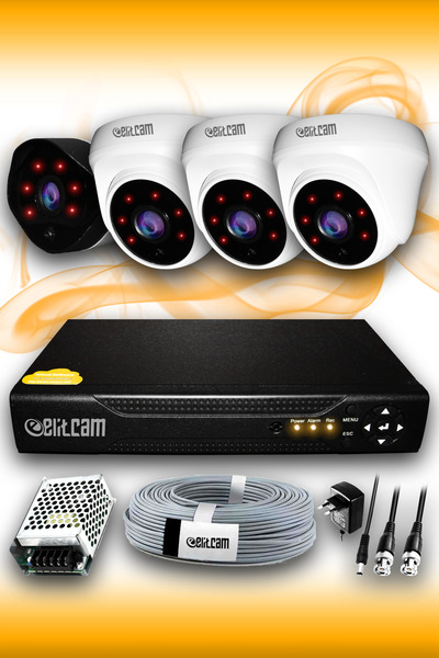 Elitcam 4 Kameralı Uzay 3 Iç Kamera Set Hdd'siz Full Hd Gece Görüşlü Güvenlik...