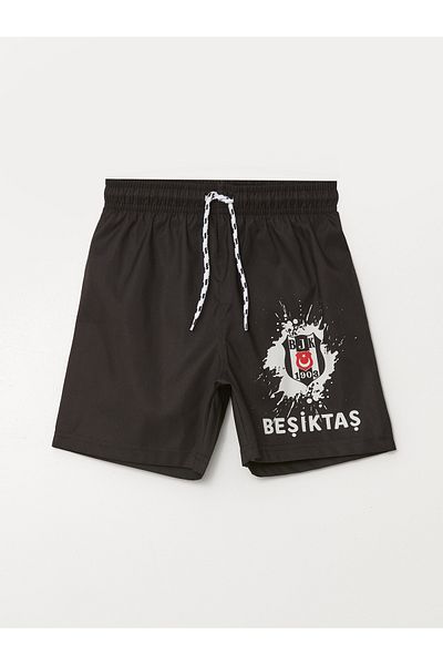 LC Waikiki Beşiktaş Printed Boys' Swim Shorts with Elastic Waist and Uv Protection
