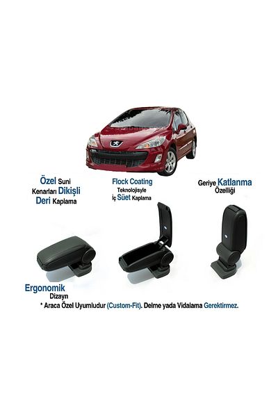 TUNAX OTO For Peugeot 308 2Araca Special Armrest Without Screw K0Armrest 2007 2008 2009 2010 2011 2012 2013