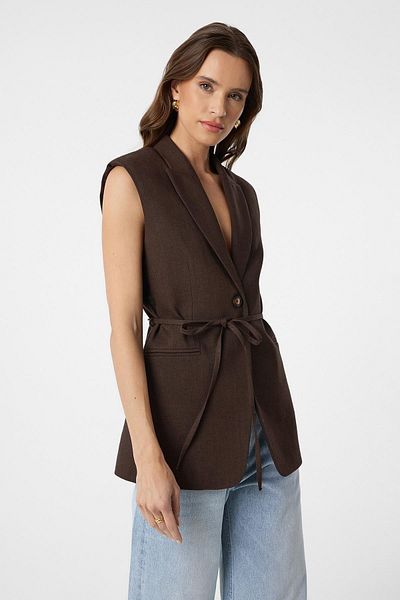 Antioch Brown Belted Women's Vest