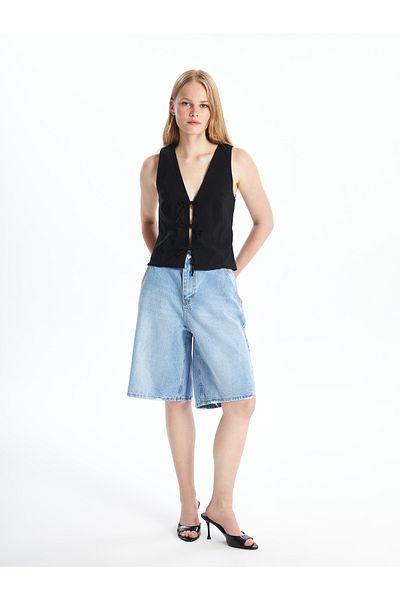 LC Waikiki V Neck Plain Poplin Women's Vest