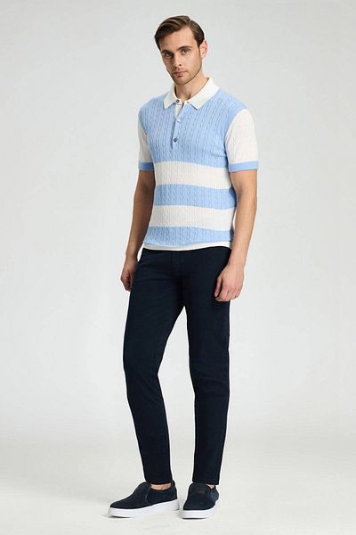 Hemington Cotton Blend Slim Fit 5 Pocket Navy Blue Chino Trousers