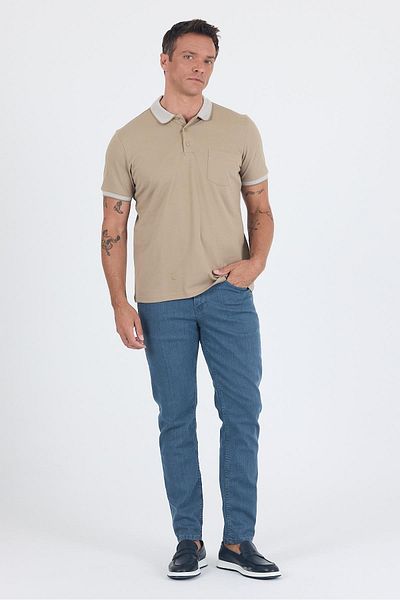 İmza Tricou cu mânecă scurtă cu guler polo bej închis cu buzunare Confort Fit: 100% bumbac 1011250181