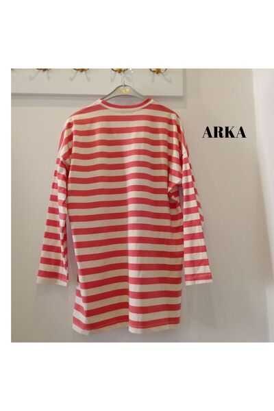 OceanGiyim Women's Tunic Dark Pink Striped Tunic