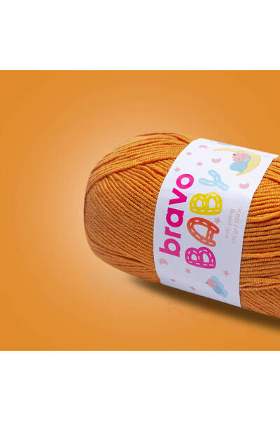 Bravo صوف أطفال مضاد للتكتل (100 جرام، 250 متر) (رمز اللون: 450) لون الخردل