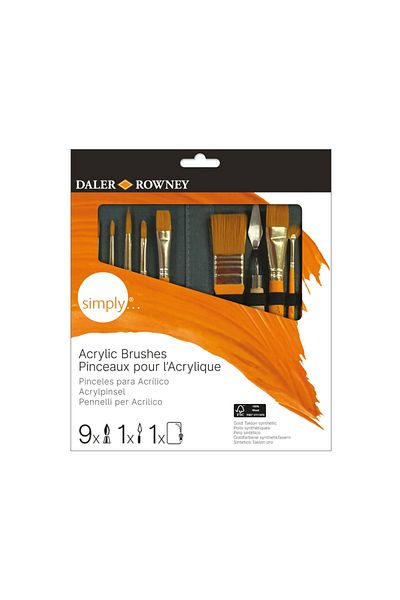 Daler Rowney Simply Acrylic Paint Σετ πινέλου με τσάντα 10 τεμαχίων