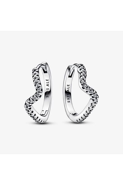 Pandora Cercei Pandora rotunzi stralucitori cu model de unda Zirconiu - Argint 925