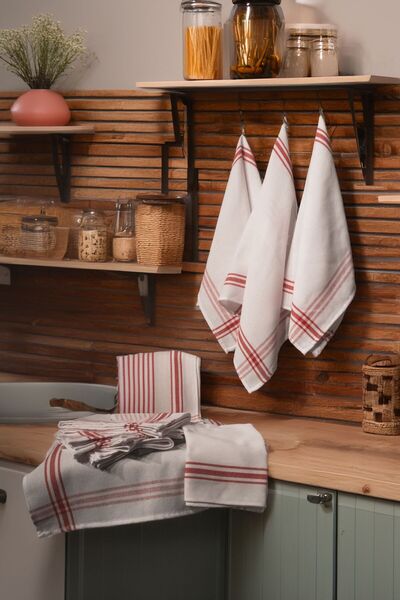 KOZATEX Kozavitrin 4' Lü Mutfak Kurulama Bezi Beyaz Alman Peçetesi 50 X 70 Cm