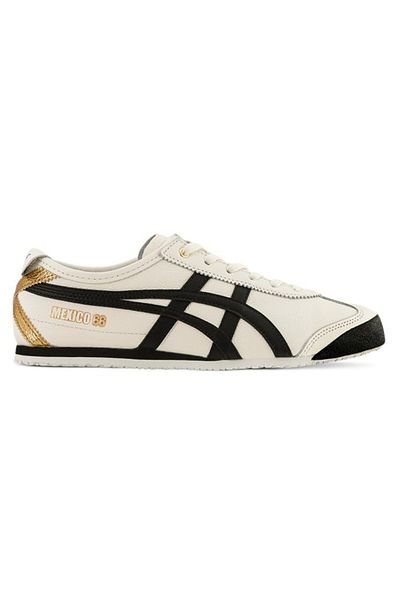 Onitsuka Tiger Mexico 66 Classic Leather Trainers – Unisex – Cream, Black & Gold