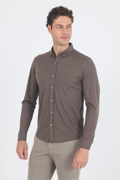 İmza Cămașă slim fit, fără buzunare, cu mânecă lungă, cu guler cu nasturi, ka...