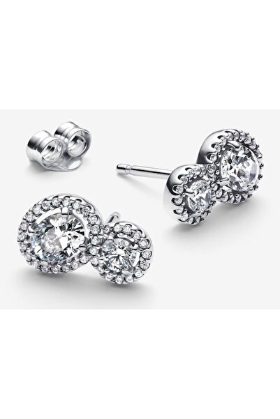 Pandora Cercei Pandora tip halo dublu stralucitor pave Zirconiu - Argint 925