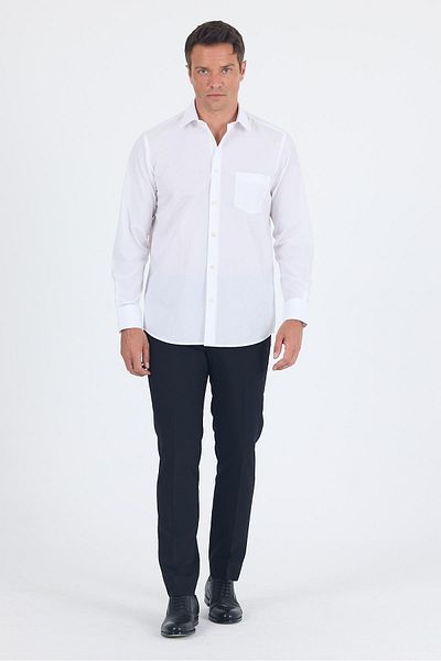 İmza Λευκό μακρυμάνικο βαμβακερό πουκάμισο Basic Comfort Fit 1004250002