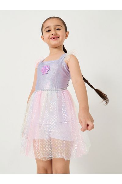 Styli Embellished Ruffle Trim Layered Swimsuit