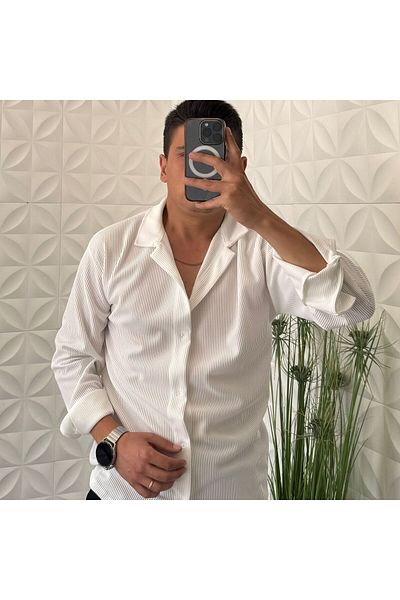 WENMİNG Twill Long Sleeve Ottoman Men's Shirt