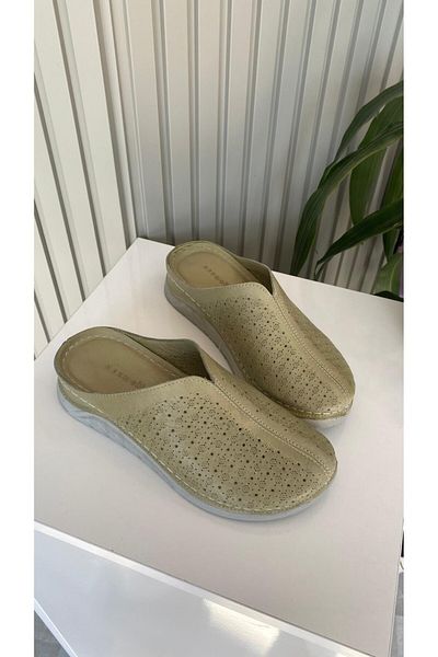 Hermones Mia Genuine Leather Closed Front Orthopedic Women's Slippers