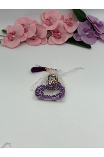 Uğurlu Hac Set de mărgele de rugăciune din perle zikirmatik cu husă din tul, ...