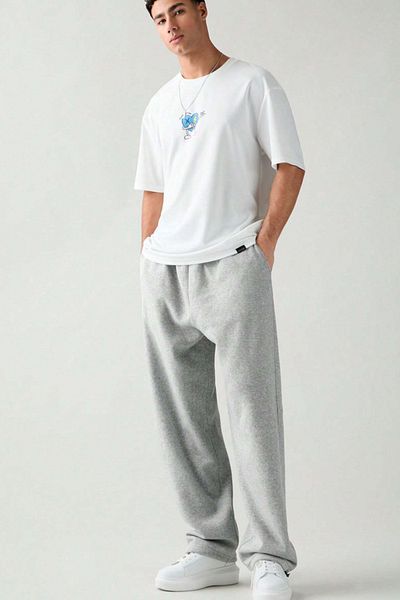BSBSPOR Loose Baggy Adjustable Long Summer Sweatpants Men Women Gray Black Smoked