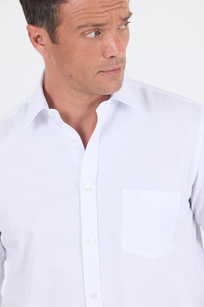 İmza Μακρυμάνικο καρό μοτίβο Dobby σκληρό πέτο με τσέπη Βαμβακερό Classic Comfort Fit πουκάμισο 1004250186