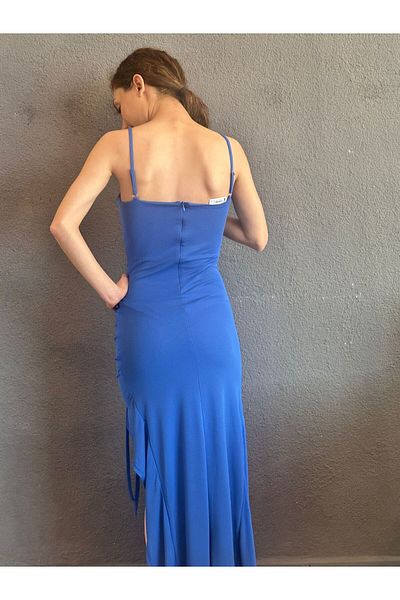 Gönülden Tasarım ΜΠΛΕ SCUBA FABRIC AABLEY ΦΟΡΕΜΑ ΜΕ ΣΚΙΣΜΑ