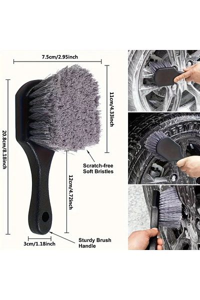 KYLE XM Auto Wheel and Tire Cleaning Brush – Car Wash Brush with Stiff Bristles, Ergonomic Handle