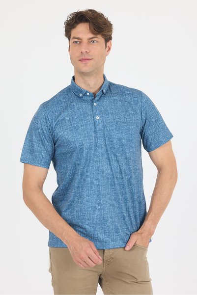 İmza Navy Blue Polo Collar Short Sleeve Pocket Comfort Fit Cotton T-Shirt 101...
